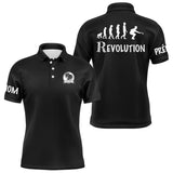 Polo pétanque homme bleu marine ensemble vue avant arrière design Révolution humour bouliste