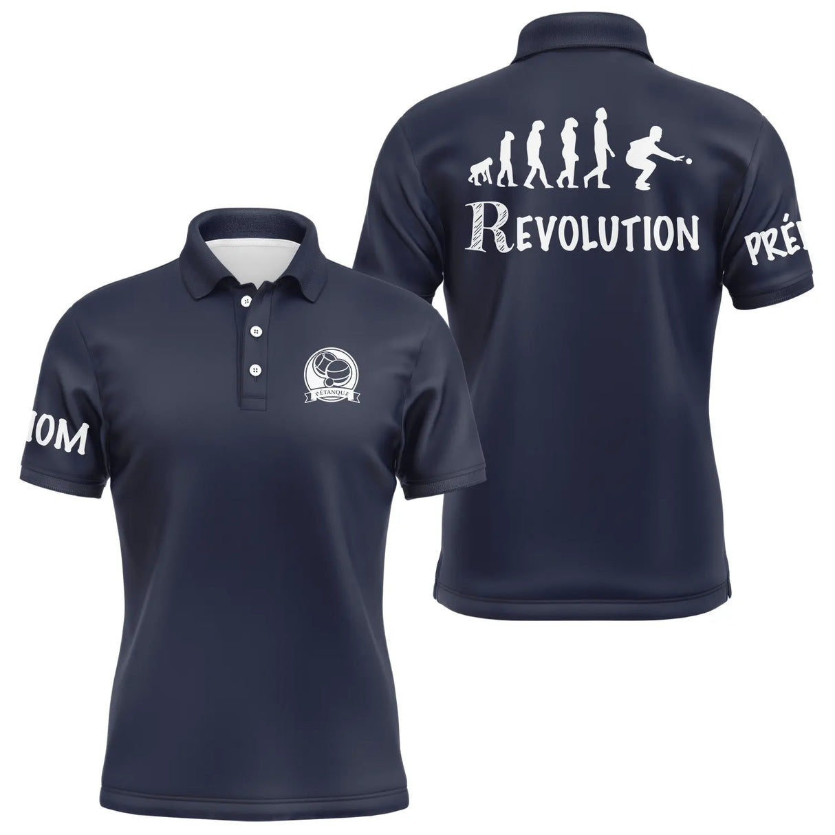 Polo pétanque homme variante design Révolution coupe ajustée bouliste original personnalisable