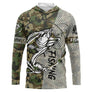 Sweat UV à capuche pêche bar camouflage vert tatouage Fishing