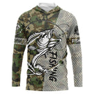 Sweat UV à capuche pêche bar camouflage vert tatouage Fishing