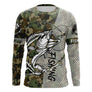 Maillot UV manches longues pêche bar camouflage vert Fishing