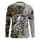 Maillot UV manches longues pêche bar camouflage vert Fishing
