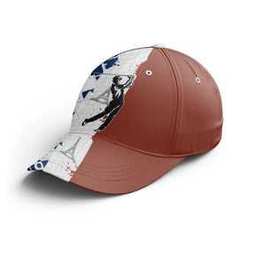 Casquette golf rouge drapeau France tricolore Tour Eiffel golfeuse swing patriote unisexe parcours