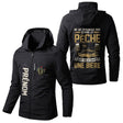 Veste pêche noire à capuche avec slogan Ne me dérangez pas sauf pour me donner une bière, prénom personnalisé