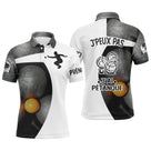 Polo pétanque noir et blanc contraste silhouette joueur lancer boule blanche réaliste j'peux pas j'ai pétanque PRÉNOM