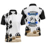 Polo pétanque blanc et noir damier message la perfection n'existe pas sauf si t'es un bouliste boules réalistes sable