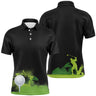Polo Golf Noir Personnalisé, Motif Terrain Golf Vert - Confort Optimal pour Amateurs et Pros - CT04072313 Polo Homme