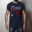 T-shirt bleu marine humour pêche Pas besoin de thérapie aller à la pêche silhouette diable rouge canne