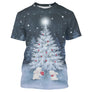 Sweat-shirt Noël variante bleu avec sapin enneigé festif