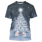 Sweat-shirt Noël variante bleu avec sapin enneigé festif