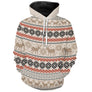 Pull noël variante festive jacquard nordique beige et orange avec motifs rennes et flocons