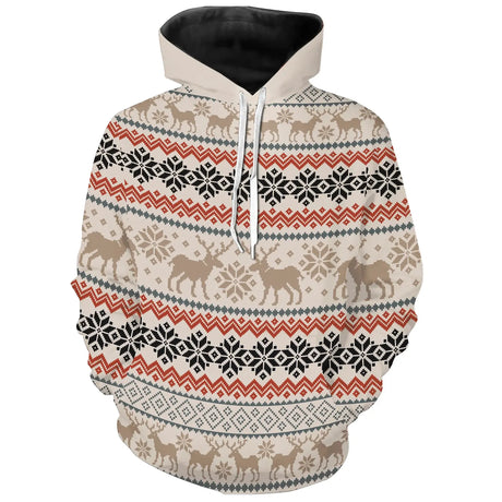 Pull De Noël Traditionnel en Jacquard - Confort Hivernal Élégant - CT04112338 Sweat à Capuche