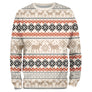 Sweat noël unisexe jacquard nordique beige et orange avec motifs rennes et flocons