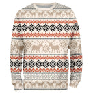 Sweat noël unisexe jacquard nordique beige et orange avec motifs rennes et flocons