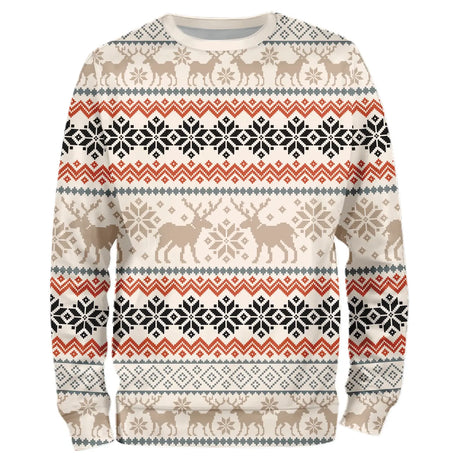 Pull De Noël Traditionnel en Jacquard - Confort Hivernal Élégant - CT04112338 Sweater All Over