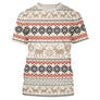 Sweat noël variante avec jacquard nordique beige et orange avec motifs rennes et flocons