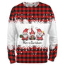 Sweat noël variante avec tartan rouge avec trois gnomes et inscription Merry Christmas