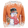 Sweat noël variante avec orange avec bonhomme de neige charmant, oiseau et maisonnette