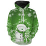 Sweat noël unisexe vert avec petit bonhomme de neige enjoué et cadeau