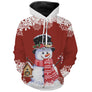 Sweat noël unisexe rouge avec bonhomme de neige et accessoires de saison