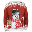 Sweat noël variante avec rouge avec bonhomme de neige et accessoires de saison