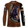Manches longues anti-UV cheval Frison cuir brun avec frison noir lettrage FRISON