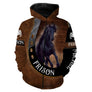 Sweat zippé all-over cheval Frison cuir brun frison noir coupe unisexe