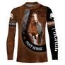 Manches longues anti-UV Paint Horse cuir brun avec Paint Horse pie lettrage