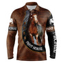 Polo équitation manches longues unisexe Paint Horse effet cuir brun pie western