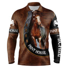 Polo équitation manches longues unisexe Paint Horse effet cuir brun pie western