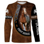 Manches longues cheval Paint Horse effet cuir brun pie marron blanc fer à cheval all-over