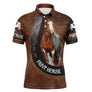 Polo équitation homme Paint Horse effet cuir brun avec Paint Horse pie marron blanc lettrage