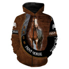 Sweat zippé all-over Paint Horse cuir brun pie marron blanc coupe unisexe