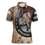 Polo équitation homme Appaloosa effet cuir tachetée avec Appaloosa cabrée et lettrage APPALOOSA