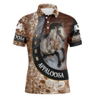 Polo équitation homme Appaloosa effet cuir tachetée avec Appaloosa cabrée et lettrage APPALOOSA