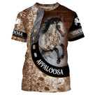T-shirt cheval Appaloosa personnalisé all-over effet cuir tachetée avec Appaloosa cabrée et fer à cheval