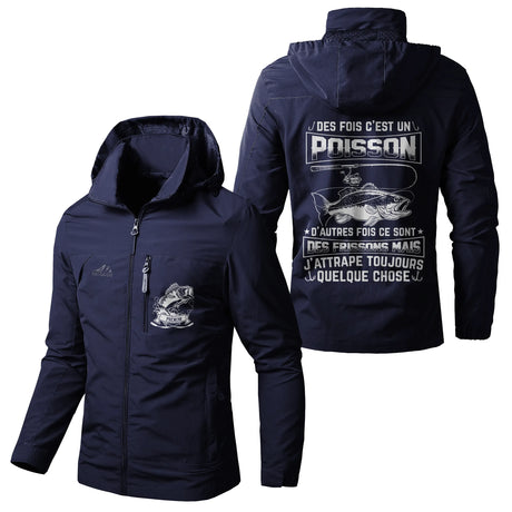 Veste Imperméable Et Coupe Vent Personnalisée, Cadeau Humour Pêcheur, J'attrape Toujours Quelque Chose - CT05092342 Marine