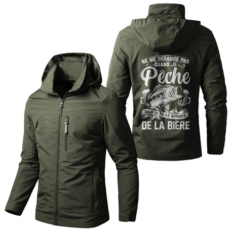 Alpenext Veste Imperméable et Coupe-Vent - Ne Me Dérangez Pas Quand Je Pêche, Cadeau Humour Pêcheurs - CT05092345 Vert Armée