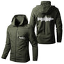 Veste pêche vert militaire à capuche, motif poisson passion stylisé en relief