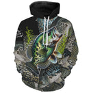 Sweat à capuche all-over peau du crapet poisson-soleil multicolore vert bleu orange