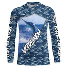 T-shirt all-over pêche marlin bleu prénom personnalisé vue dos camouflage marin