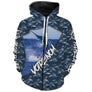 Sweat à capuche zippé all-over pêche marlin bleu prénom personnalisé big game