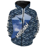 Sweat à capuche zippé all-over pêche marlin bleu prénom personnalisé big game