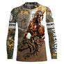 Manches longues anti-UV Paint Horse camouflage forêt feuillage Paint Horse en mouvement