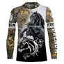 Manches longues anti-UV Frison camouflage forêt feuillage frison noir galop