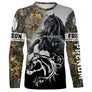 Manches longues Frison camouflage forêt feuillage frison noir au galop silhouette blanche all-over