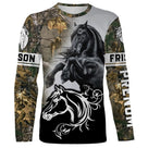 Manches longues Frison camouflage forêt feuillage frison noir au galop silhouette blanche all-over