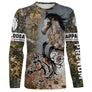 Manches longues Appaloosa camouflage forêt feuillage Appaloosa cabrée silhouette blanche all-over