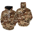 Hoodie camouflage désert brun caramel sable pour pêcheurs chasseurs
