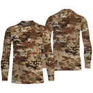 Manches longues anti-UV camouflage désert tan brun coupe unisexe été